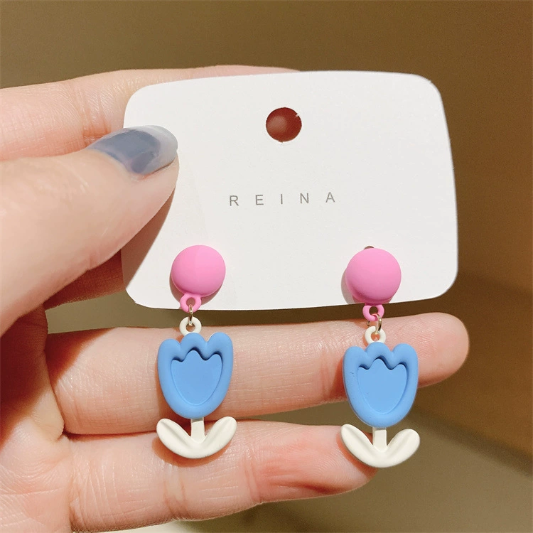 Серьги из жемчуга, маленькая свежая серебряная игла, цветочная, простая и элегантная форма