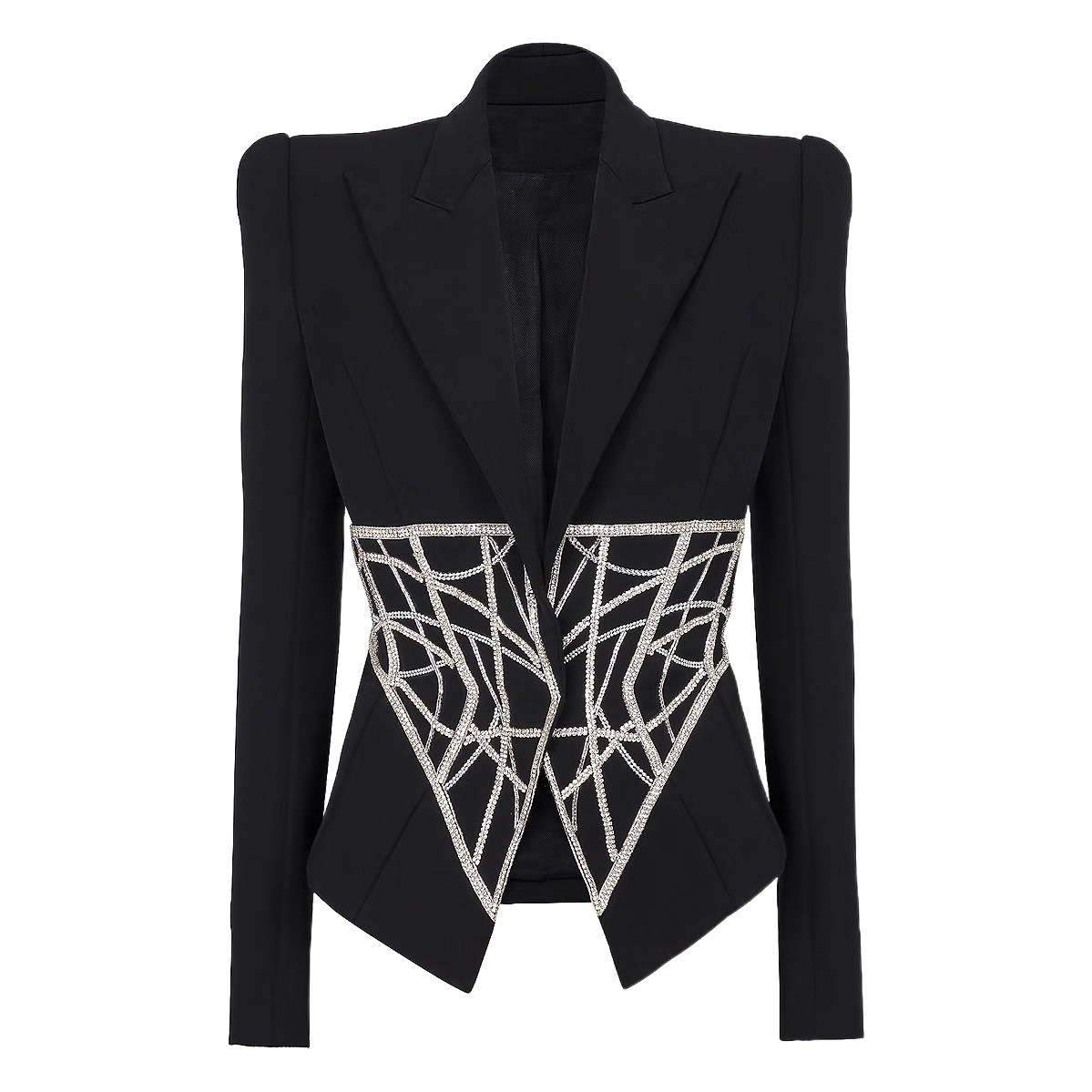 Blazer Ajustado para Mujer 23116 de Espándex con Cuentas para Oficina