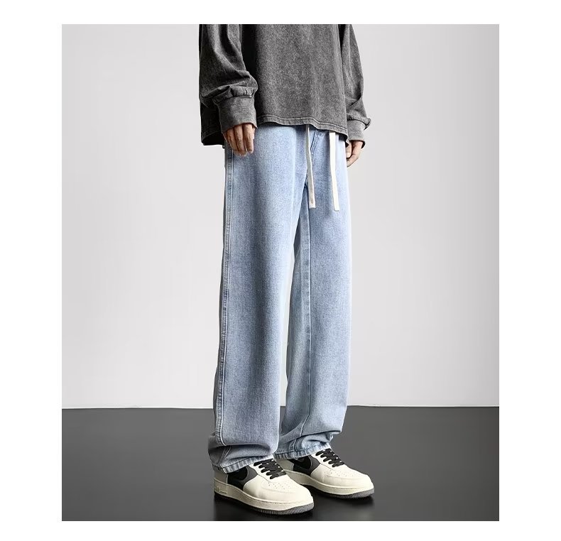 Marca de moda 2024 primavera y otoño nuevos jeans para hombres pantalones casuales rectos sueltos para hombres pantalones de talla grande para hombres