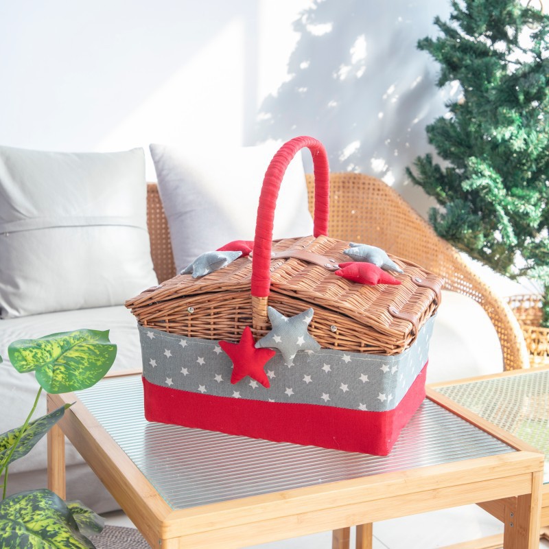 Cestas de picnic de sauce personalizadas primavera excursión de gran capacidad portátil conjunto de cestas de picnic con cubierta de regalo decoración cesta