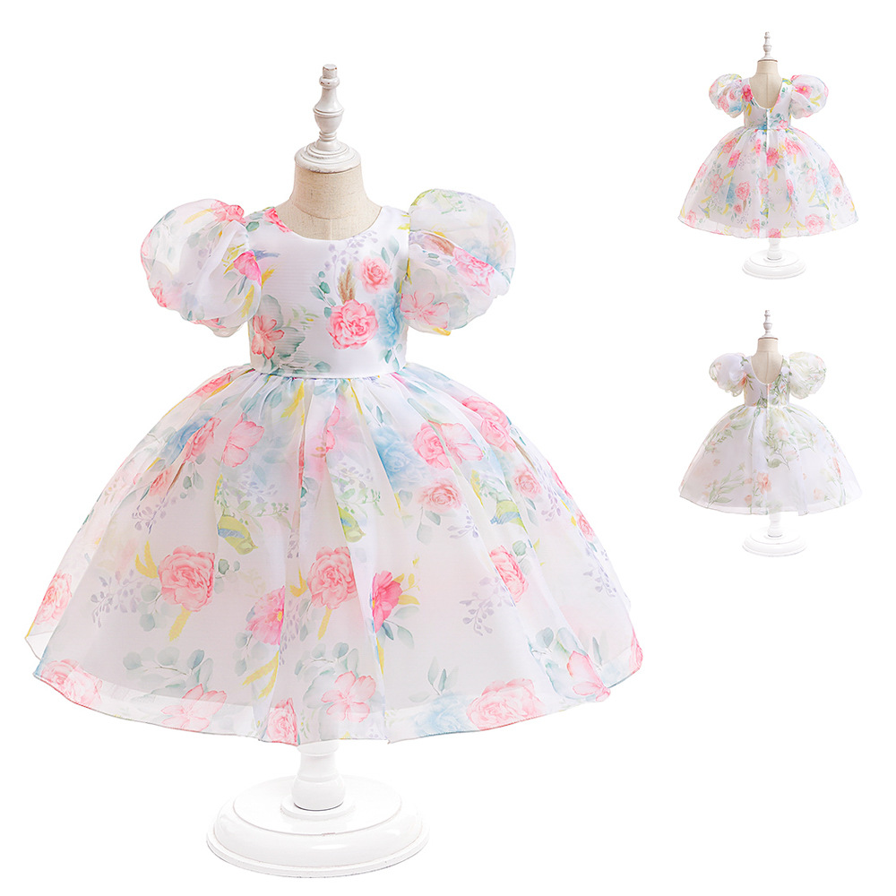 Amazon Organza Printed Children's Fashion Show Dress, Flower Child Dress, Little Girl Princess Dress, Girls' Dress, High-end