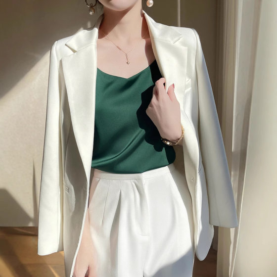 Camisole Women's Silk Acetate Satin 2025 New White Sleeveless Outer Wear All-match Thin Base Top