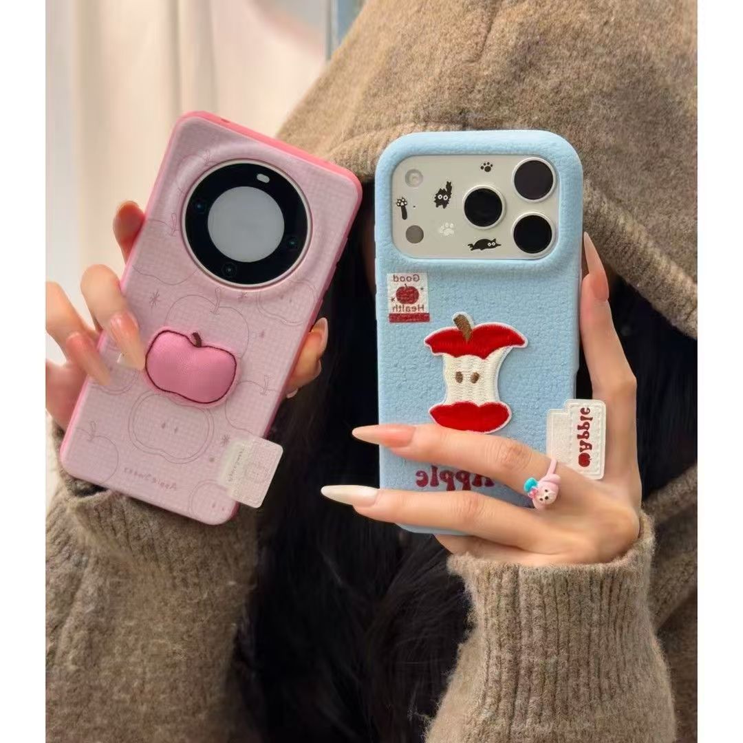 Ins Style Stereo Fabric Apple Suitable for Huawei Mate70Pro Mobile Phone Case P80/P70 New Nova14/13