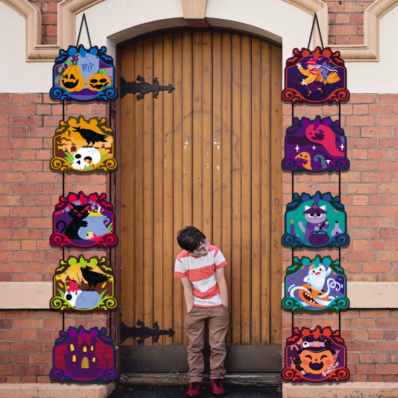 Transfronterizo nueva puerta de Halloween colgando decoraciones del partido adornos colgantes de papel decoraciones colgantes decoración de la puerta