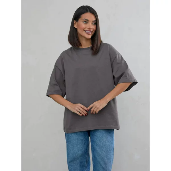 Pure Cotton Mid-Length Half-Sleeved T-Shirt for Women Summer New European and American Lazy Style Loose and Versatile Cross Pure Color Top Ins