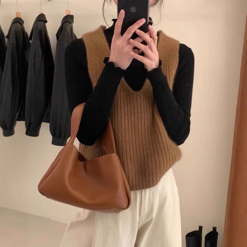春秋绿色设计感复古毛衣马甲针织套头背心女秋季时尚百搭搭配上衣|undefined