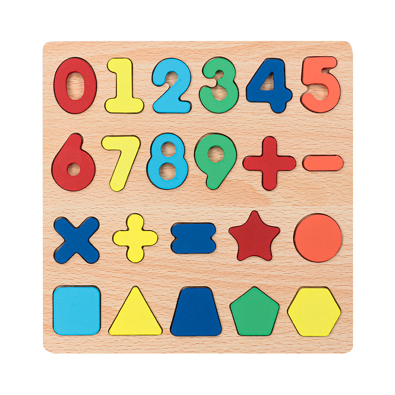 Rompecabezas de números de madera para niños, rompecabezas de letras, gráficos geométricos, juego cognitivo, agarre de mano, juguetes educativos de educación temprana