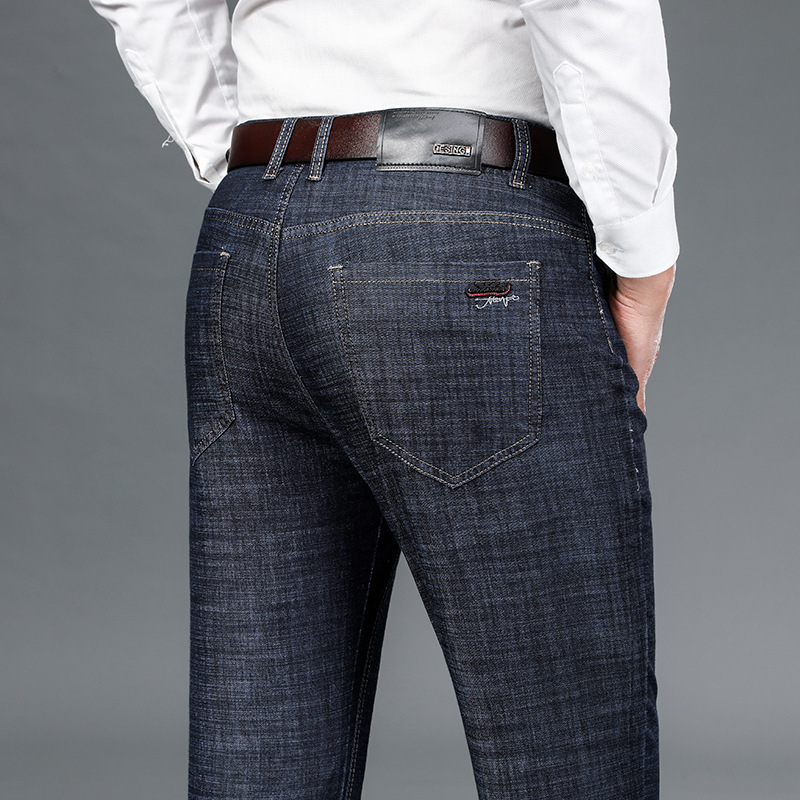 Free Shipping Men's Jeans Men's Summer Thin 2022 New Men's Pants Mid-Waist Casual Pants Loose Straight Business Cow