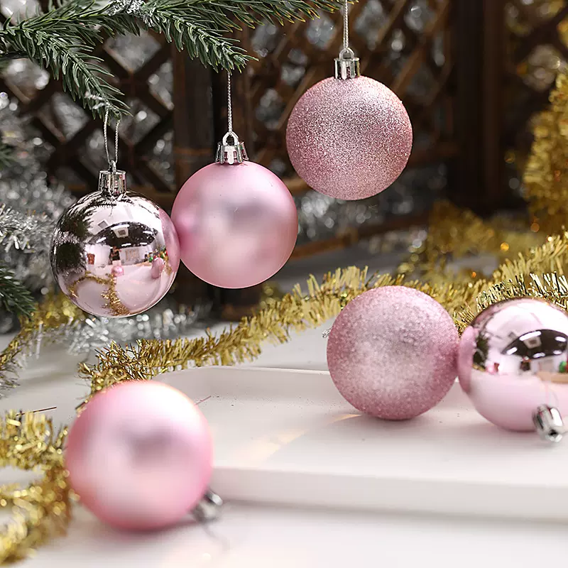 散球圣诞球圣诞树装饰品小球哑光大球亮光球新年挂件节日塑料电镀