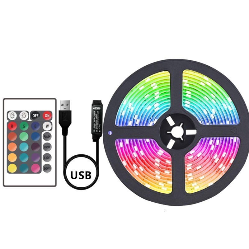 Venta caliente transfronteriza 24 clave RGB tira de luz de bajo voltaje 5050RGB/2835 colorido USB TV Barra de luz de fondo