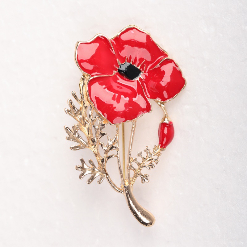 New Arrival Exquisite Alloy Enamel Poppy Flower Brooch Fashionable Atmosphere Ladies Suit Cardigan Corsage Jewelry Pin