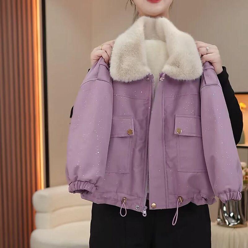女童冬装外套加绒加厚2025新款儿童洋气棉衣韩版派克服棉服|undefined