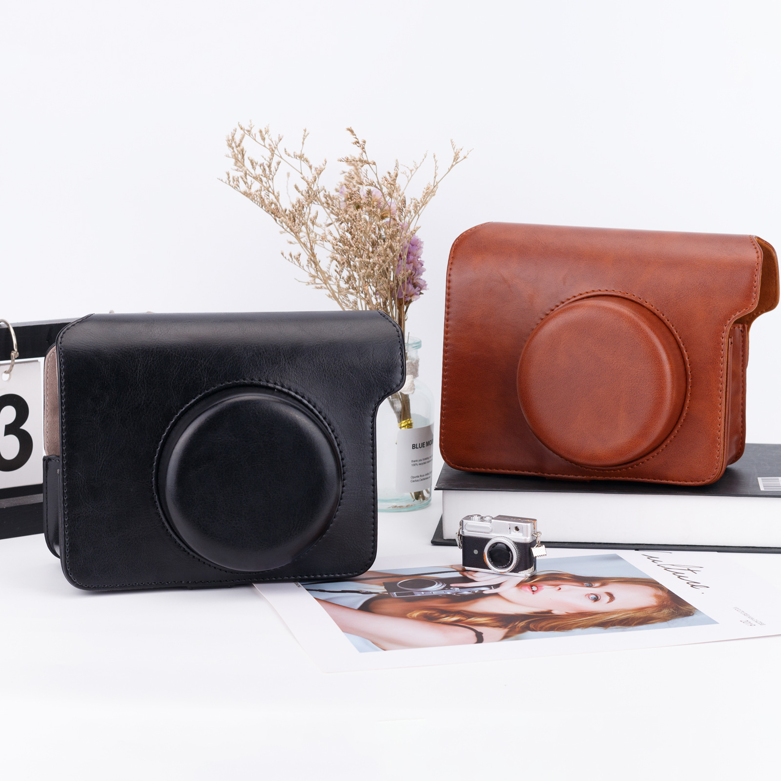 레트로 필름 카메라 MAILLARD 컬러 W300 카메라 PU 솔리드 컬러 스토리지 백 숄더 크로스 바디에 적합