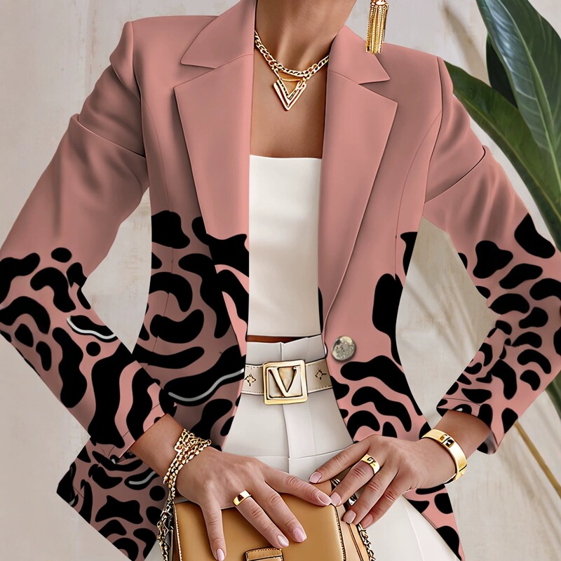 European and American Amazon Cross-Border Women's New Digital Print Fashion Casual Stylish Long-Sleeve Blazer, One-Piece Dropshipping European and American Amazon Cross-Border Women's New Digital Print Fashion Casual Stylish Long-Sleeve Blazer, One-Piece Dropshipping