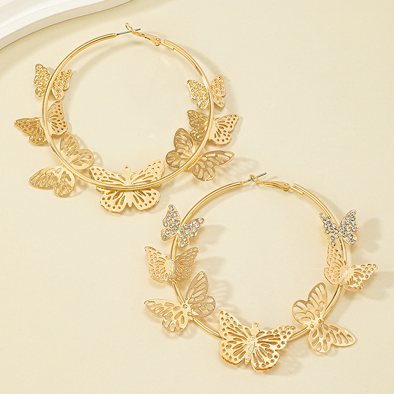 1 Pair Elegant Butterfly Alloy Plating Rhinestones Womenu0027S Earrings