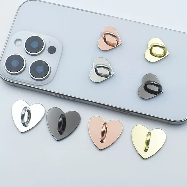Tassel Pendant Base Metal Smooth Surface Heart-Shaped Clip DIY Phone Case Accessory Pendant Butterfly Hook with Adhesive