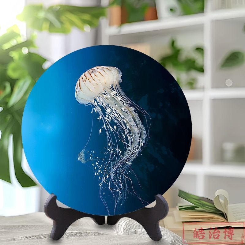 Creative Ocean Jellyfish Disc Photo Frame Display Stand, Dreamy Modern Living Room Hotel Ocean-Themed Decoration, Fresh Ornament
