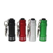 日韩铝合金钥匙扣超市促销LR44钮扣电池迷你3LED手电筒礼品手电