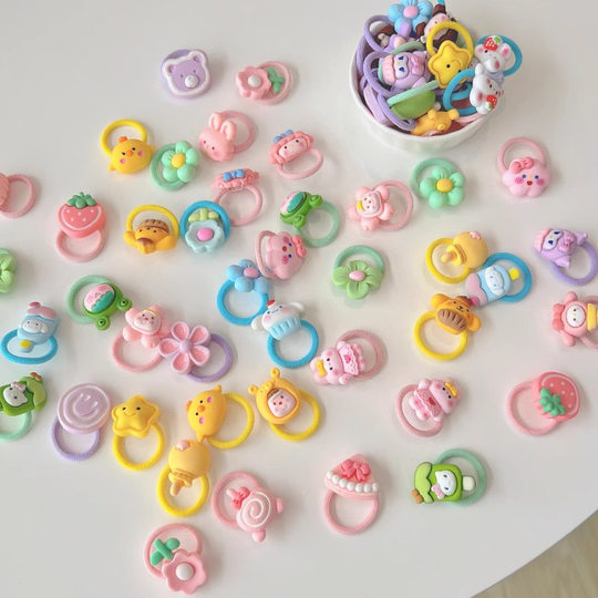 Free Shipping Children's Hair Accessories Cute Hair Rope Summer Does Not Harm Small Rubber Tendons Baby Hair Loop Hair Less Thumb Loop Hair Rope