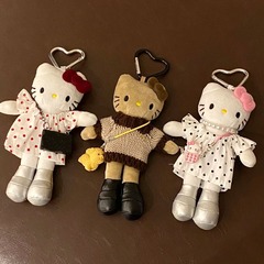 新品长腿款凯蒂猫毛绒挂件可爱kt猫爱心扣书包车载挂饰钥匙扣公仔