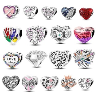 Amazon's hot sale original personalized copper silver-plated accessories color zirconium love beaded bracelet necklace cross-border wholesale