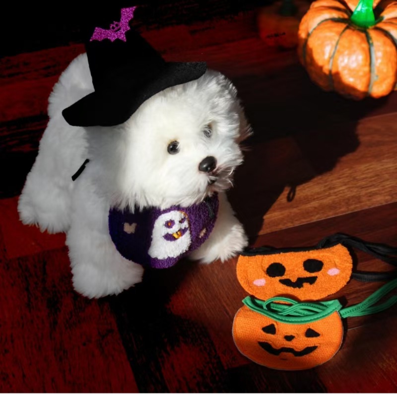 Toallas de saliva para mascotas Halloween Ghost Day elásticas decoración perros gatos calabazas fantasmas dibujos animados suministros de bordado