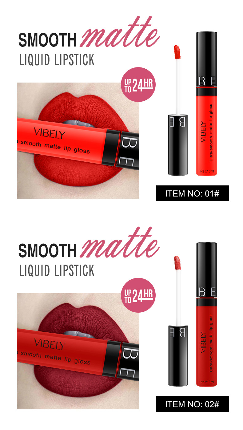 VIBELY Cross-border Makeup Amazon matte non-stick cup lip gloss Non-fading long-lasting liquid Lipstick Export version undefined