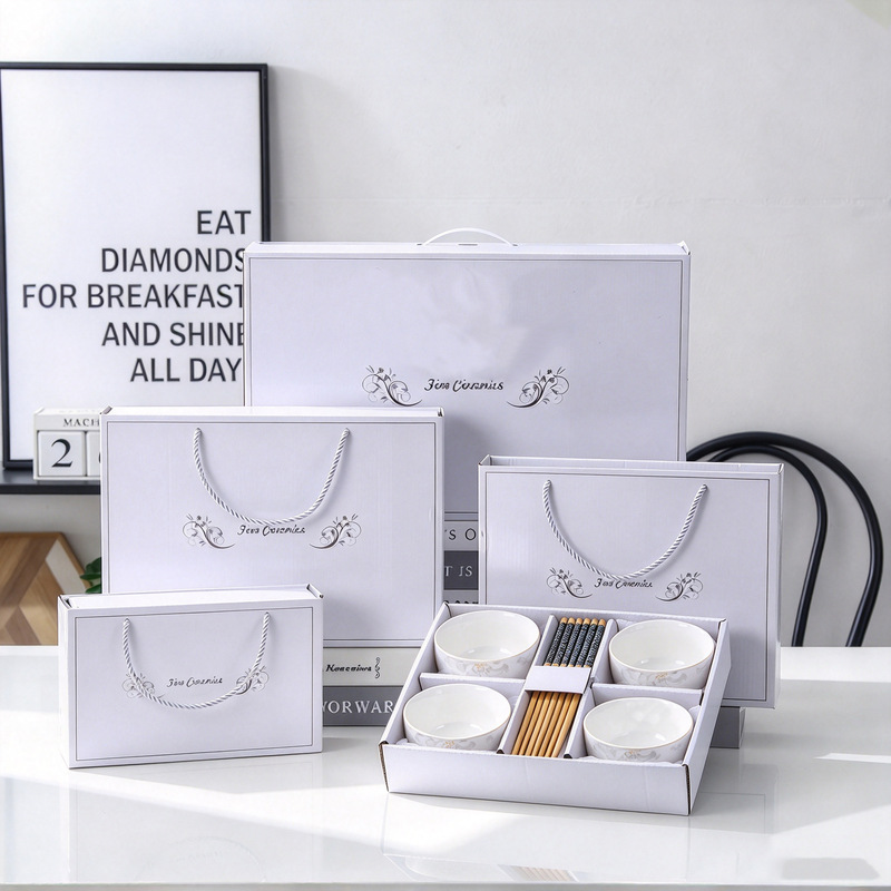 Nordic Minimalist Style Ceramic Bowl, Plate, Spoon, and Cutlery Gift Box Set, Customized Ceramic Household Tableware Set, Promotional Gift Nordic Minimalist Style Ceramic Bowl, Plate, Spoon, and Cutlery Gift Box Set, Customized Ceramic Household Tableware Set, Promotional Gift