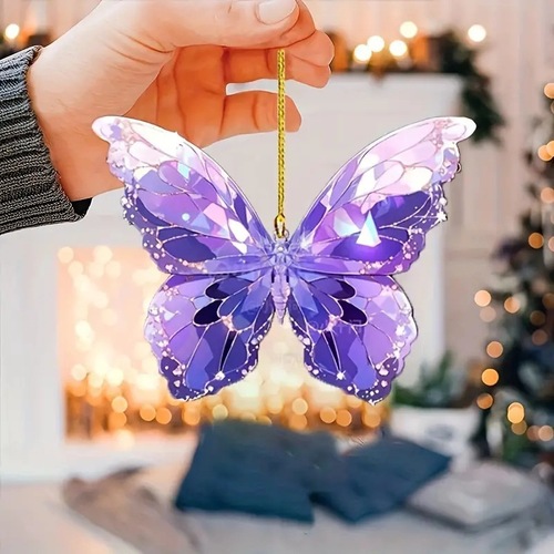 Acrylic flat personalized creative colorful and vibrant butterfly decorative keychain car key holder