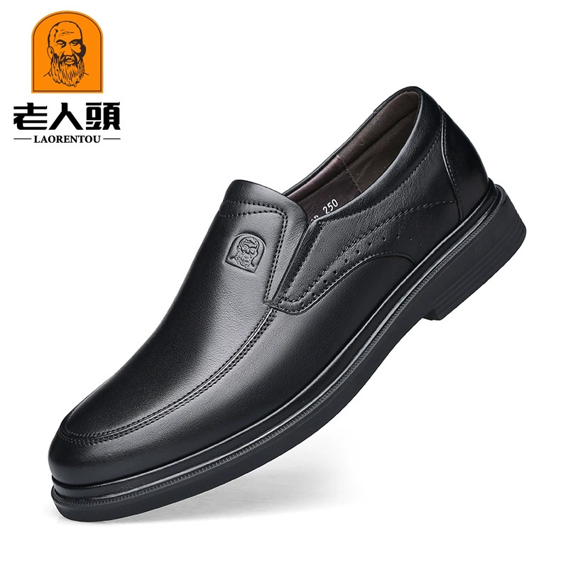 Повседневная обувь из воловьей кожи с трехмерным тиснением, мужские Весенние новые туфли на плоской подошве, 2023 г., Мужская Однослойная обувь с головой старика