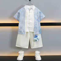 Hanfu Set Детский национальный ветер Летняя одежда 2025 Новый мужской и женский детский костюм