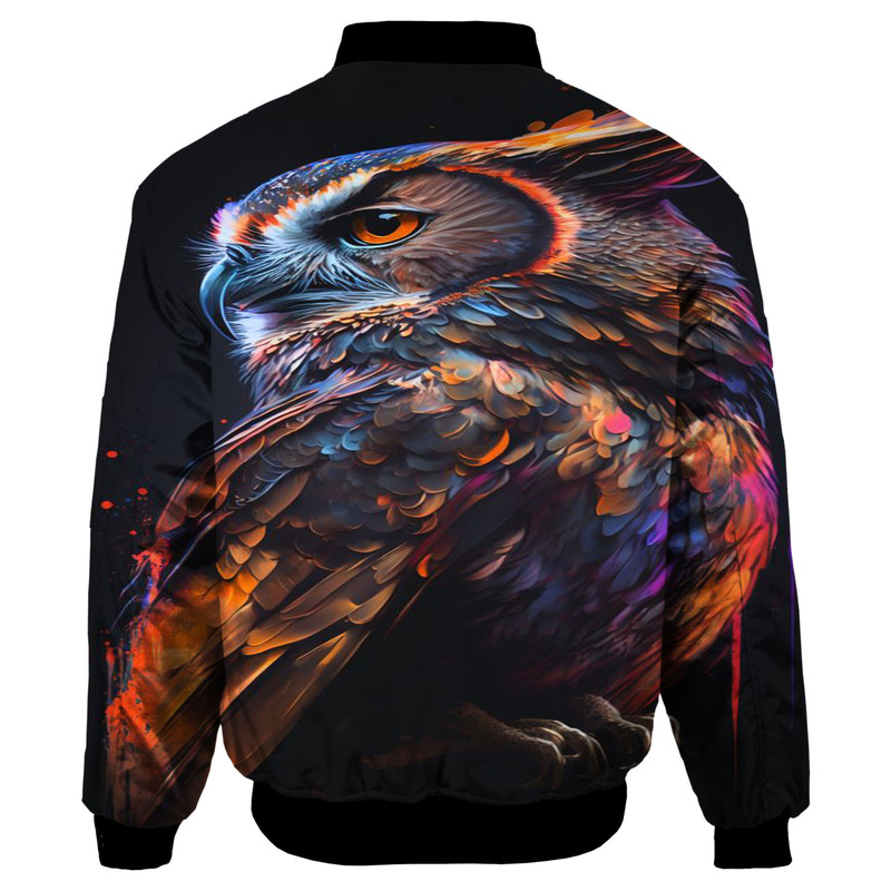 Amazon cross-border Men's Round neck cardigan 3D digital tattoo printing casual top hot selling owl zipper shirt