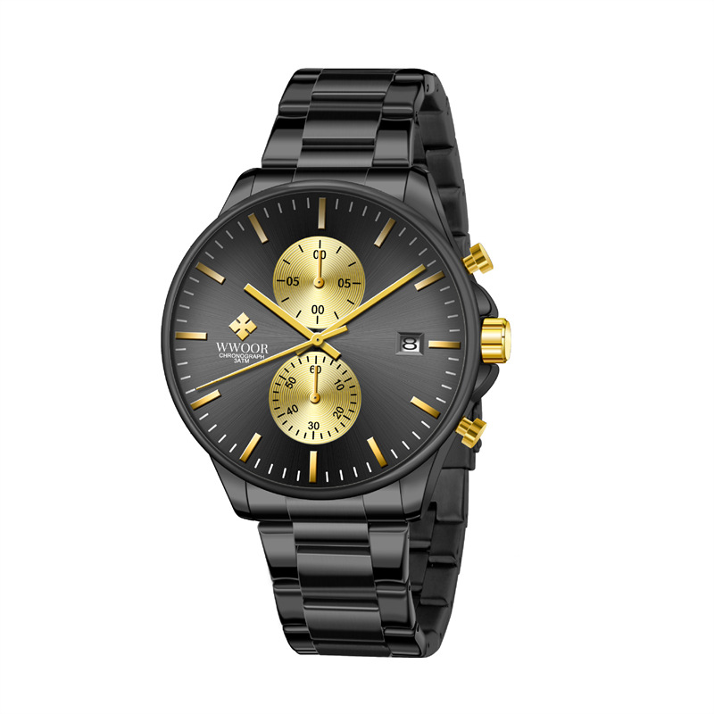 WWOOR/Hold amor 8844 nuevo calendario simple casual movimiento de cuarzo moda Correa acero reloj los hombres