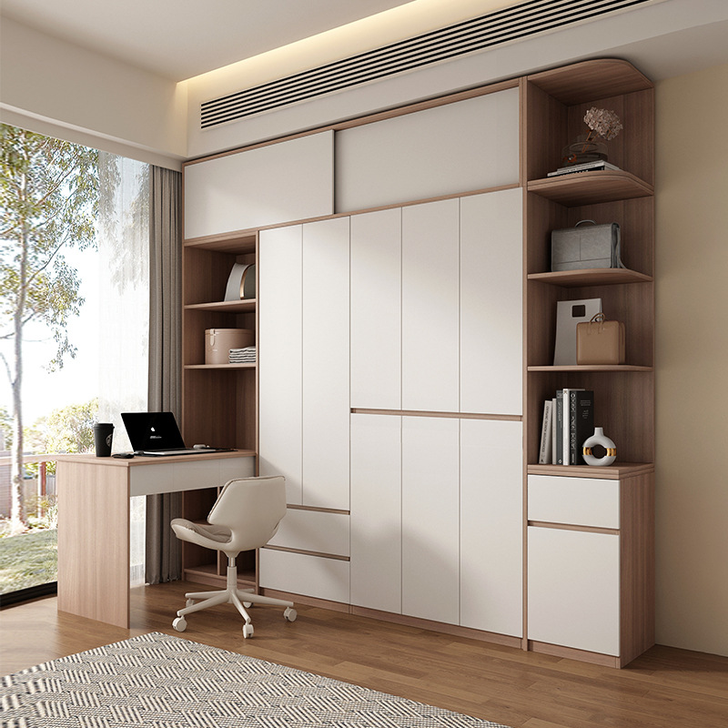 Muyue segmented wardrobe with telescopic desk integrated modern…
