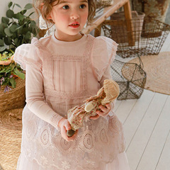 2024 New Wholesale Strawberry Pink Girls' Lovely Girls' Unhatted Solid Color Princess Dress