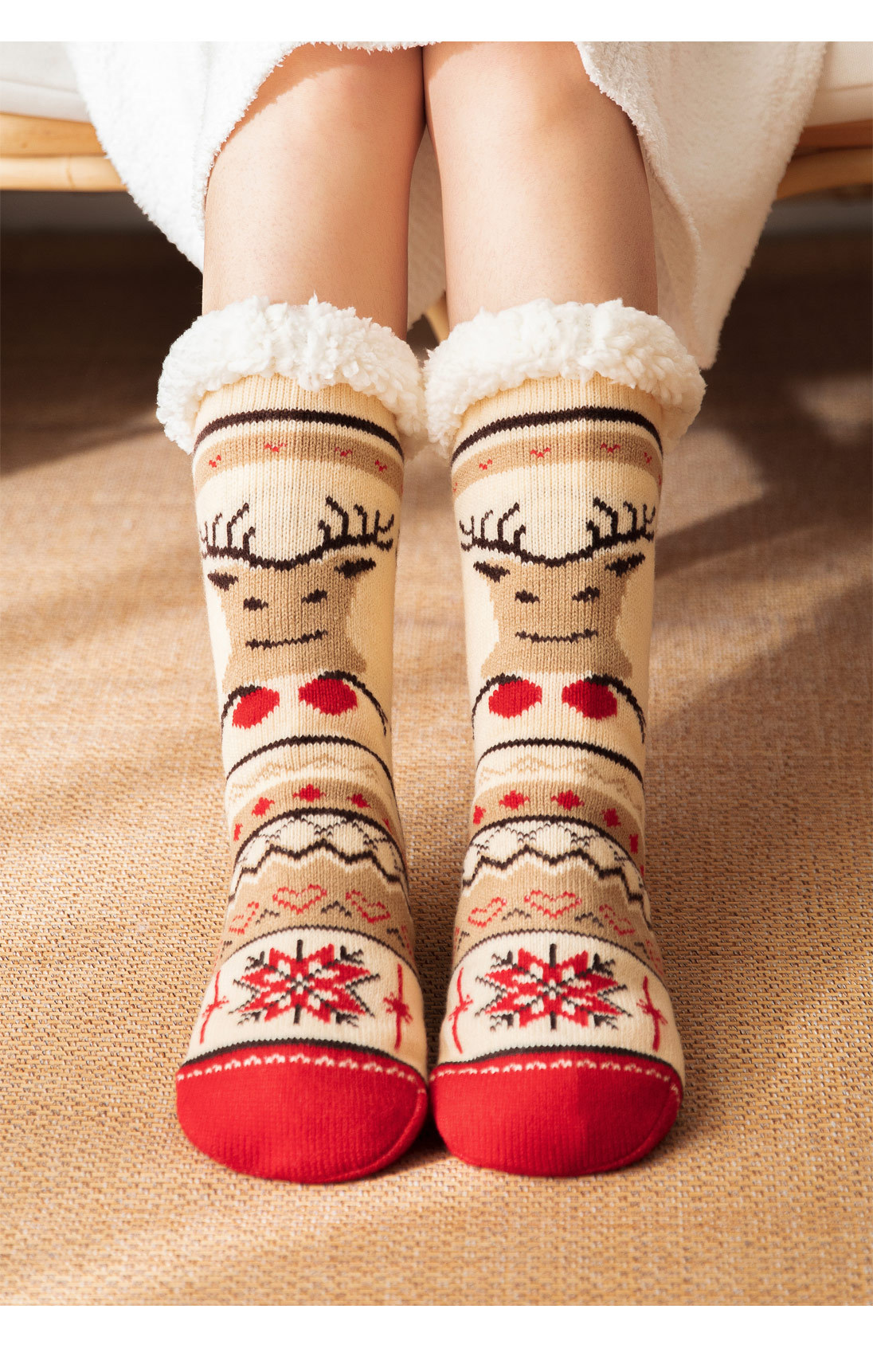 280g Weight Socks Classification Christmas Sweet Women's Cartoon Snowman Polyacrylonitrile Fiber Crew Socks A Pair