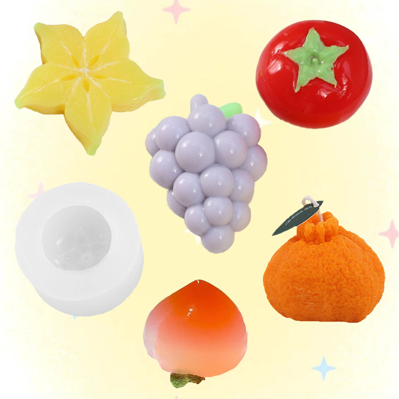 Simulated Grape and Starfruit Squishy Mold DIY Fruit Scented Candle Plaster Handmade Soap Silicone Mold