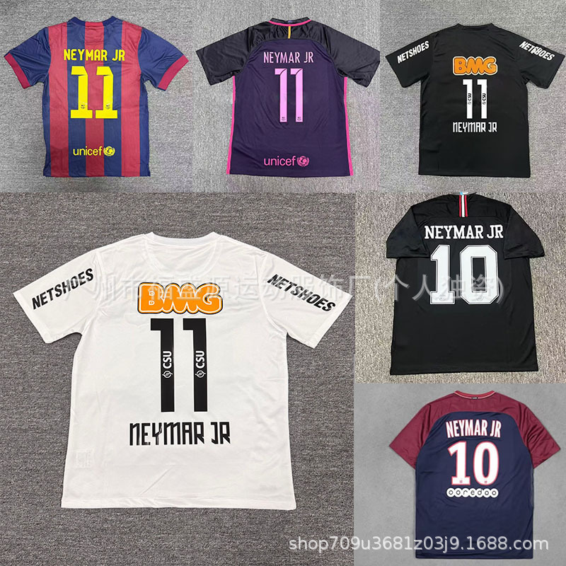 Wholesale Retro Jerseys 1213 Santos Jersey No. 11 Neymar Barcelona Psg Short-Sleeved Football Uniform