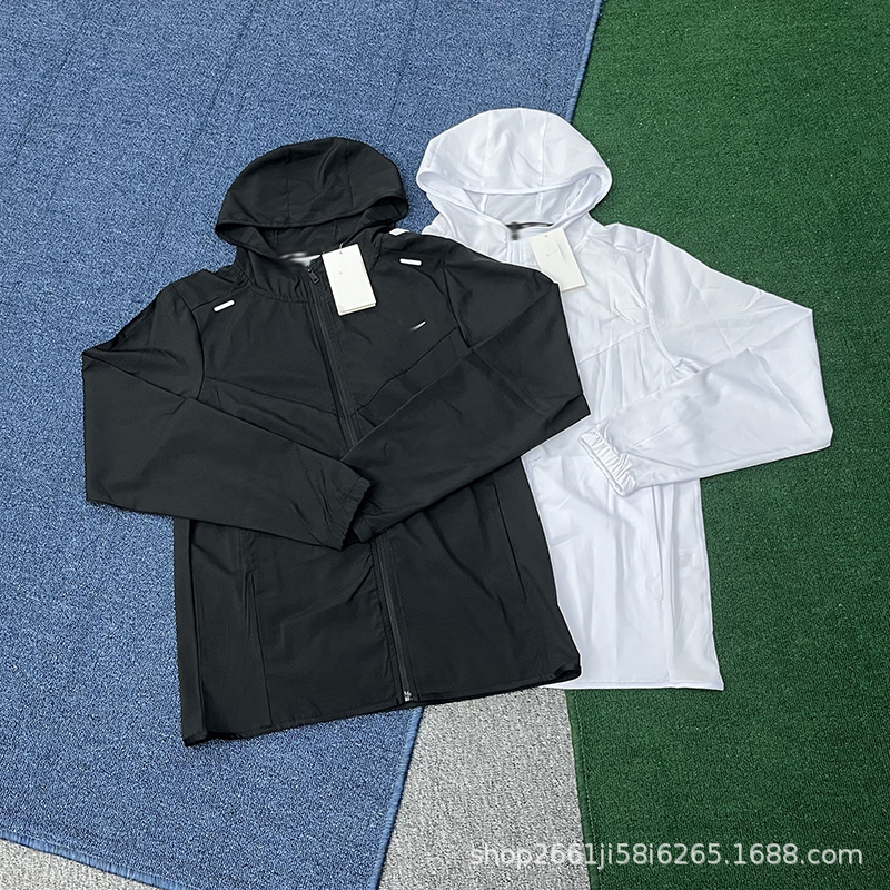 Spring and Autumn Sports Thin Hooded Jacket, Loose Fit, Quick-Dry, Suitable for Track and Field Training, Casual Running, Windproof, Sun Protection, Zipper, Unisex