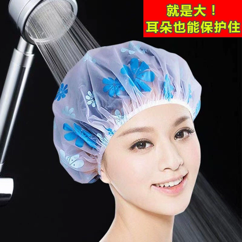 Однослойная полиэтиленовая печатная красочная милая утолщенная водонепроницаемая шапочка для душа, защита от масляных паров, пылезащитная шапочка для сухих волос, шапочка для душа, маска для волос
