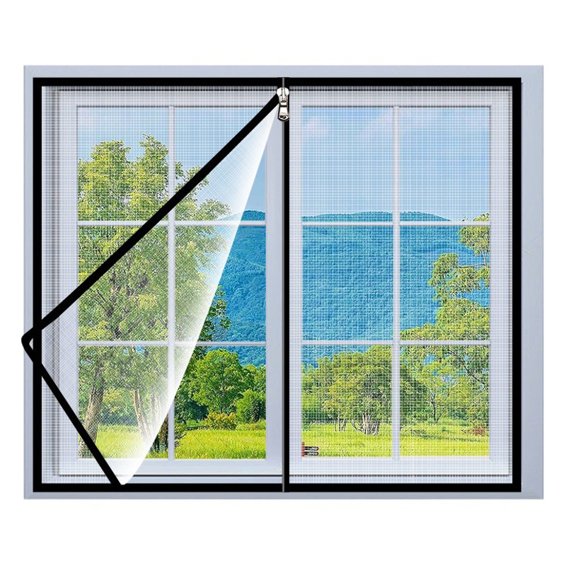 Ventana de pantalla con cremallera autoinstalada Velcro a prueba de insectos gasa doméstica ventana autoadhesiva simple cortina de arena a prueba de mosquitos sin punzones