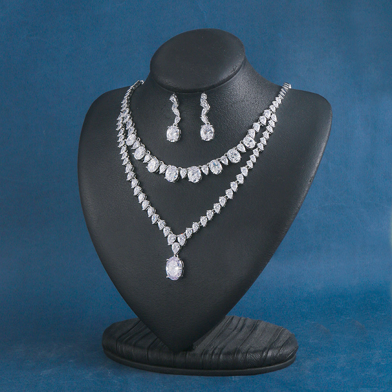 copper jewelry with zircon for bride