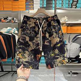 复古民族风休闲短裤男夏季薄款潮流印花沙滩运动大裤衩新款五批发