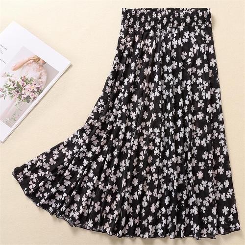 Women's Mid-Age Summer Dress Half-Skirt, Mother's Summer Wear, 72cm Medium Skirt, Dance Skirt, Thin Ice Silk