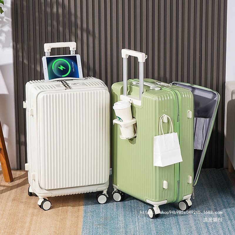 New versatile front-opening luggage, multifunctional business trolley case, large-capacity travel case for men, women, and students, with password lock New versatile front-opening luggage, multifunctional business trolley case, large-capacity travel case for men, women, and students, with password lock