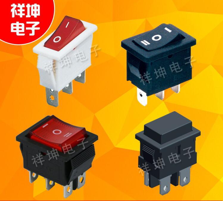 直销电源开关 两档三脚/带灯电源开关/红色船型翘板开