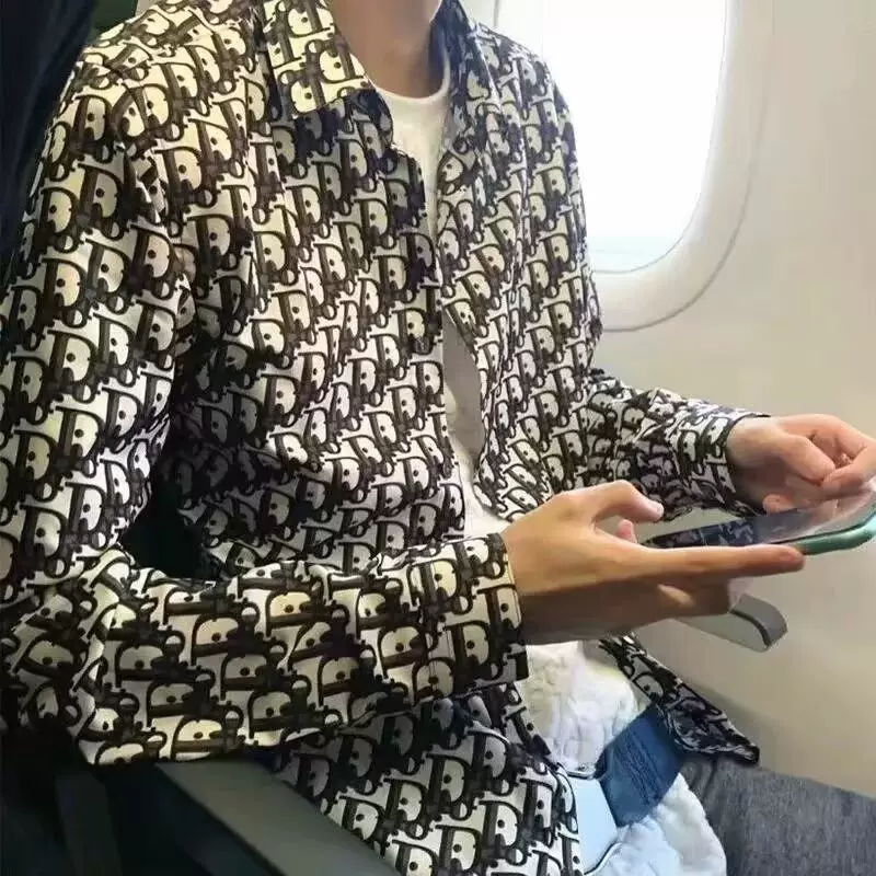 2024春秋季潮牌衬衫外套男韩版潮流网红痞帅修身长袖衬衣宽松