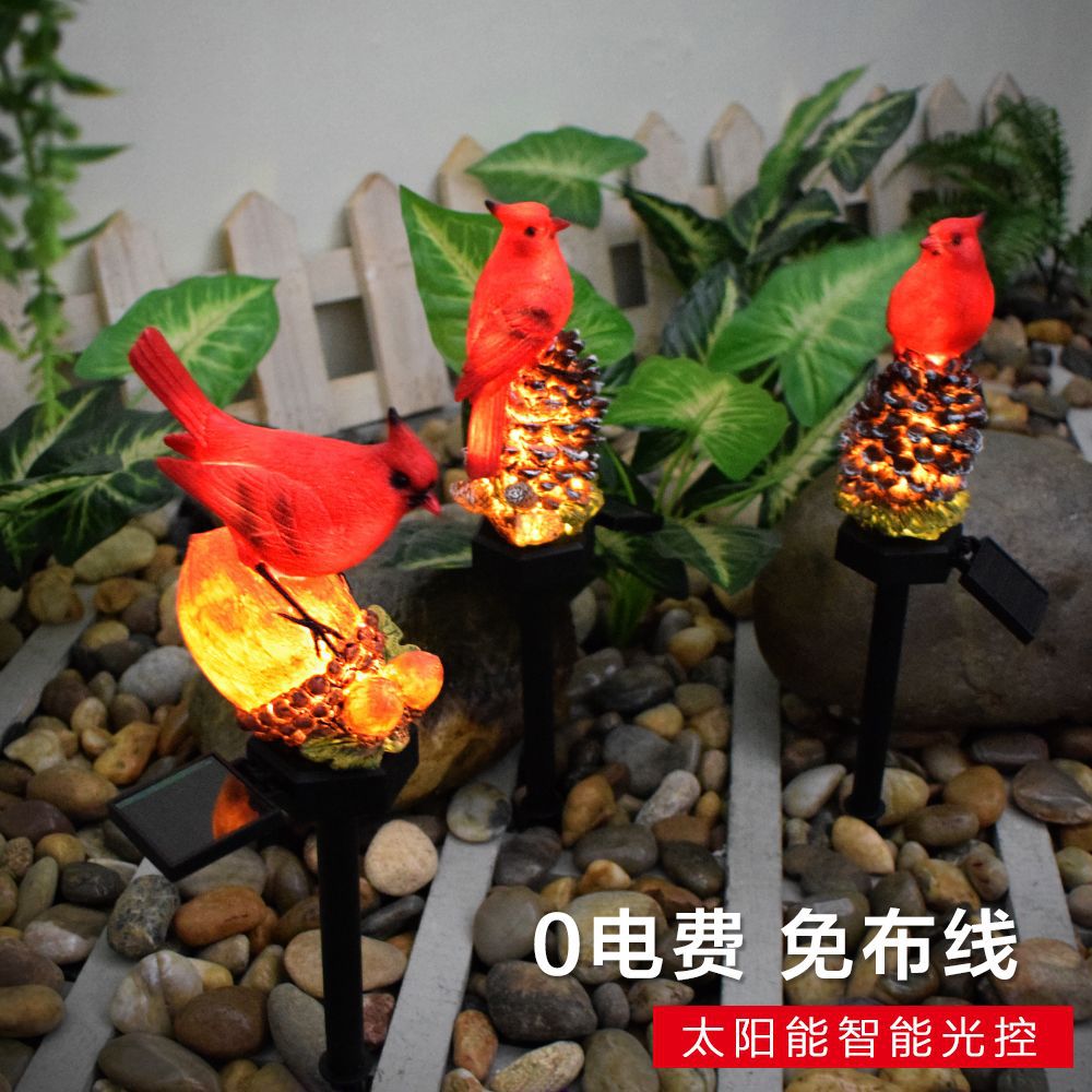 Nueva resina solar jardín Navidad pájaro de dibujos animados patio decoración jardinería al aire libre tierra plug balcón paisaje lámpara