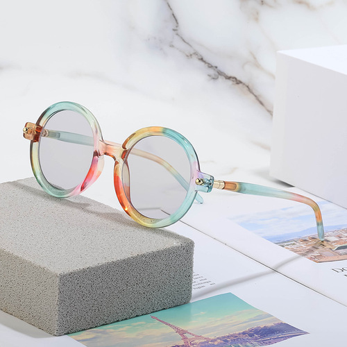 European and American fashion thick-frame round-frame sunglasses for men, sun protection and anti-blue light frames, women's trendy sunglasses, cross-border wholesale