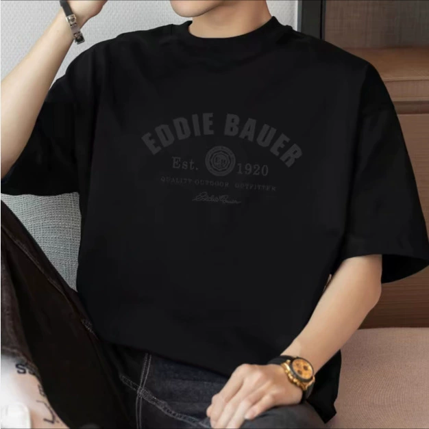 Высокое качество 2024 летний новый модный молочный шелк футболка дикая футболка с половиной рукава мужская футболка с короткими рукавами высокого класса